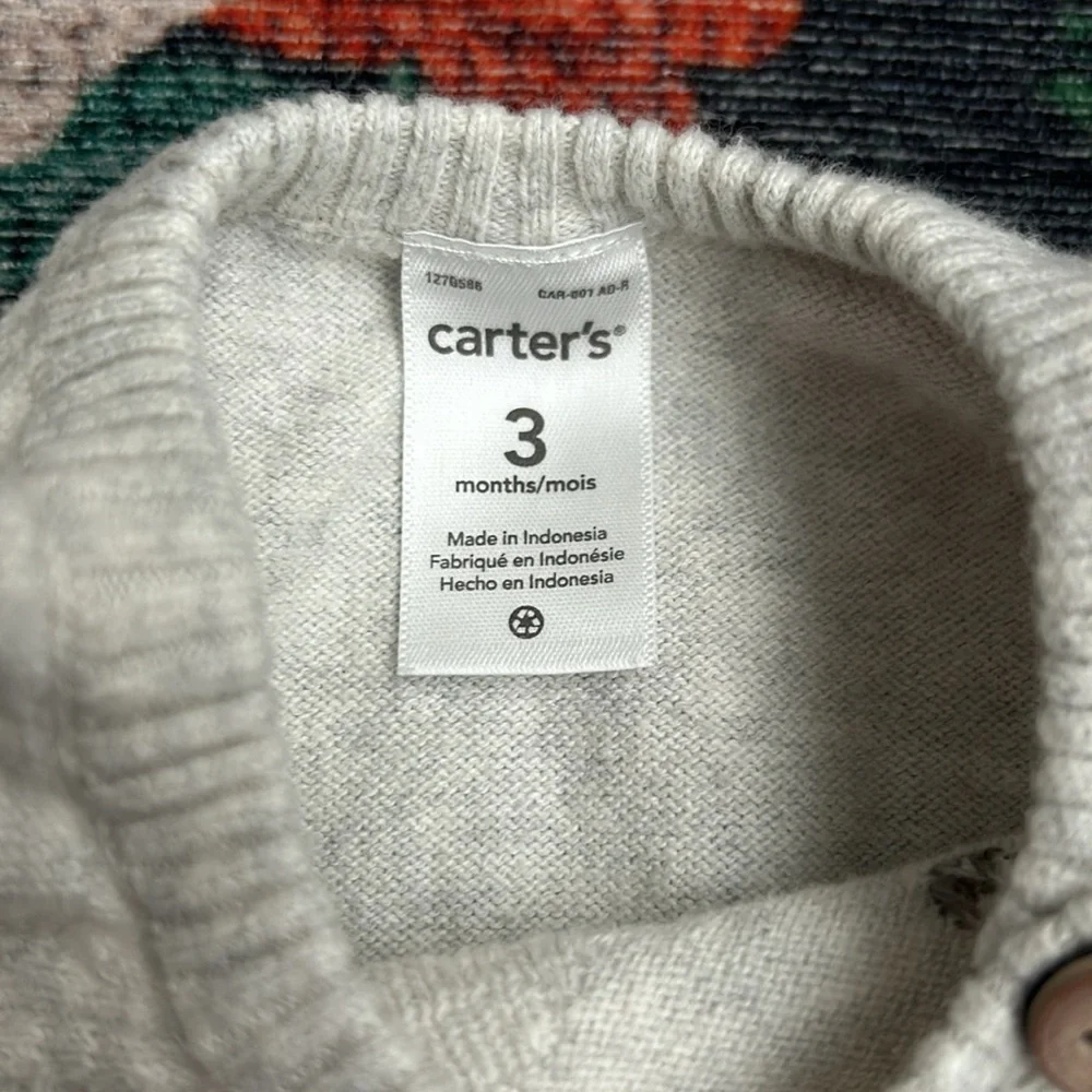 Carter’s Bear Baby Sweater Jumpsuit, Size 3 Months